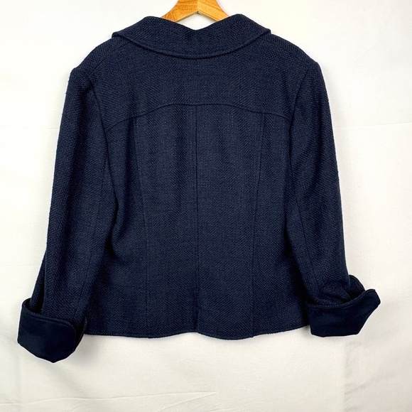 Ellen Tracy Women  Linen Tweed Textured Button Blazer Jacket Sz14 Classic Preppy - Picture 6 of 16